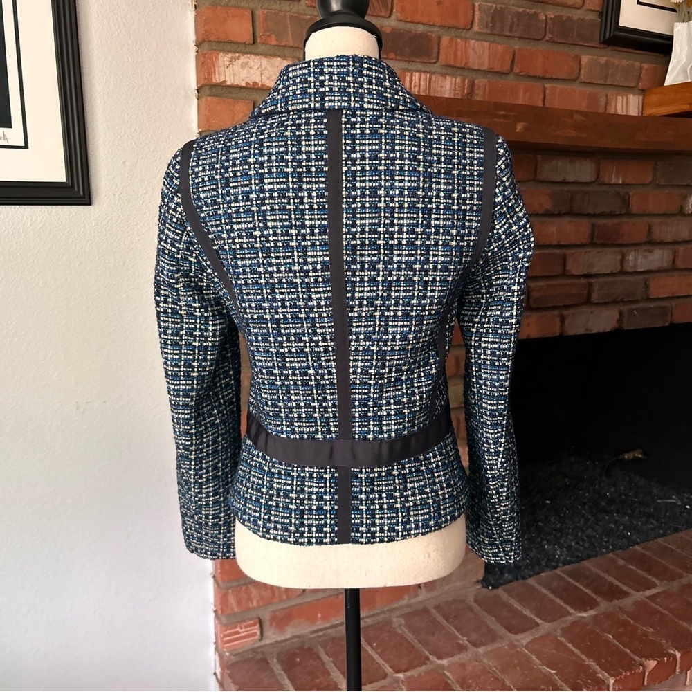 Hugo Boss Janopus Zip Front Tweed Blazer Jacket in Navy Blue Sz 4 - Picture 7 of 12